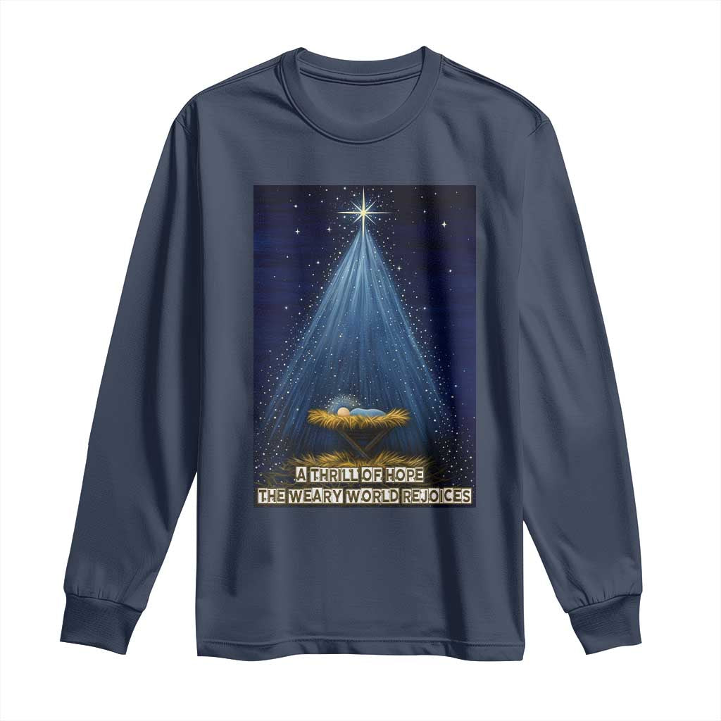 Nativity Scene Christmas Long Sleeve Shirt Biible Baby Jesus Christian TS14 Navy Print Your Wear