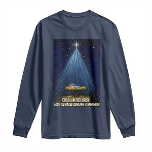 Nativity Scene Christmas Long Sleeve Shirt Biible Baby Jesus Christian TS14 Navy Print Your Wear