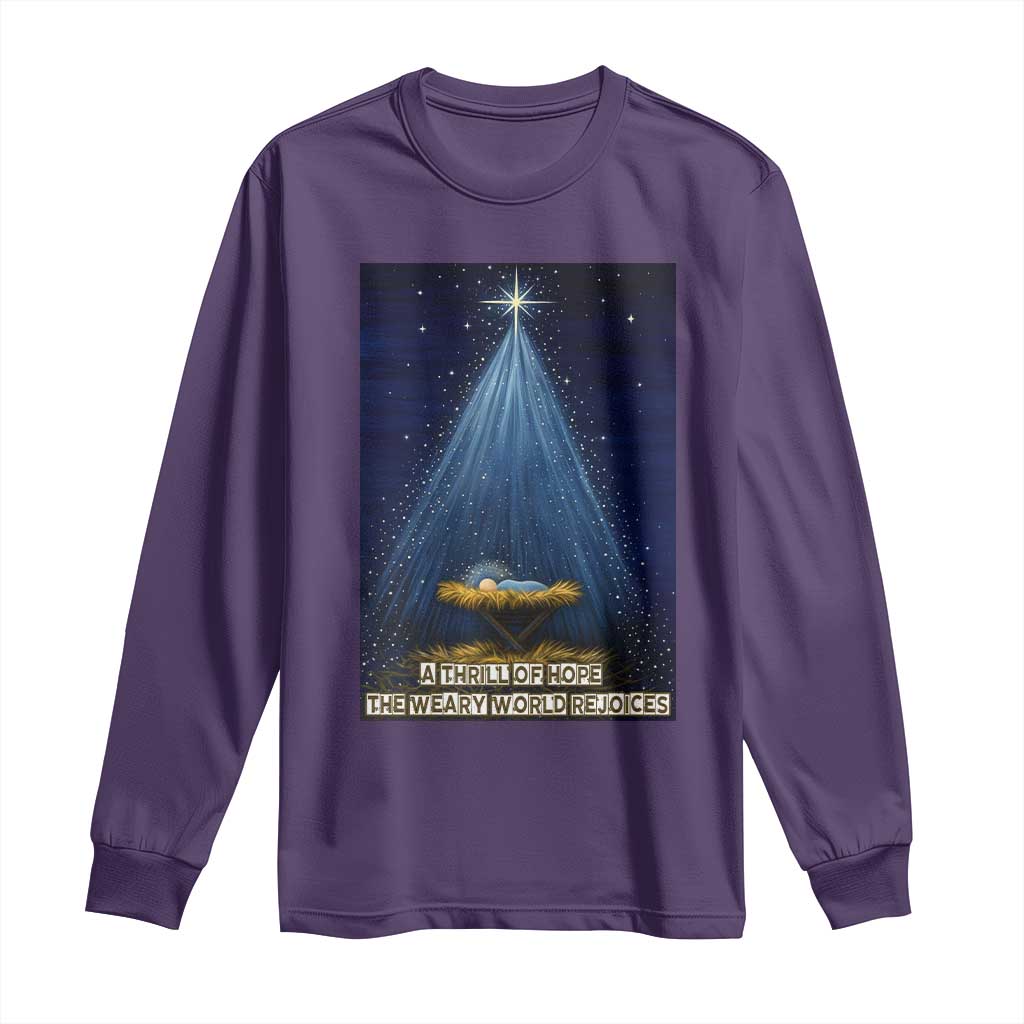 Nativity Scene Christmas Long Sleeve Shirt Biible Baby Jesus Christian TS14 Purple Print Your Wear