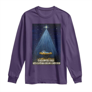 Nativity Scene Christmas Long Sleeve Shirt Biible Baby Jesus Christian TS14 Purple Print Your Wear