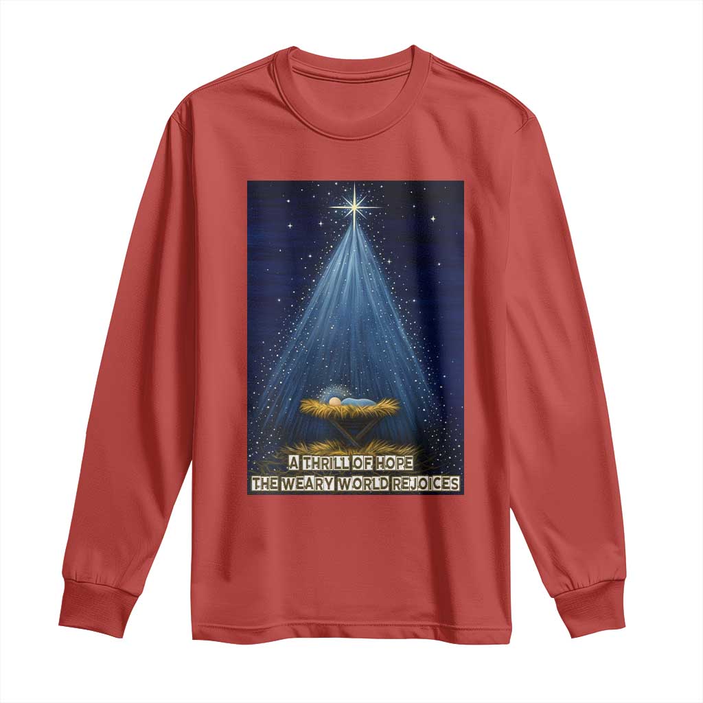 Nativity Scene Christmas Long Sleeve Shirt Biible Baby Jesus Christian TS14 Red Print Your Wear