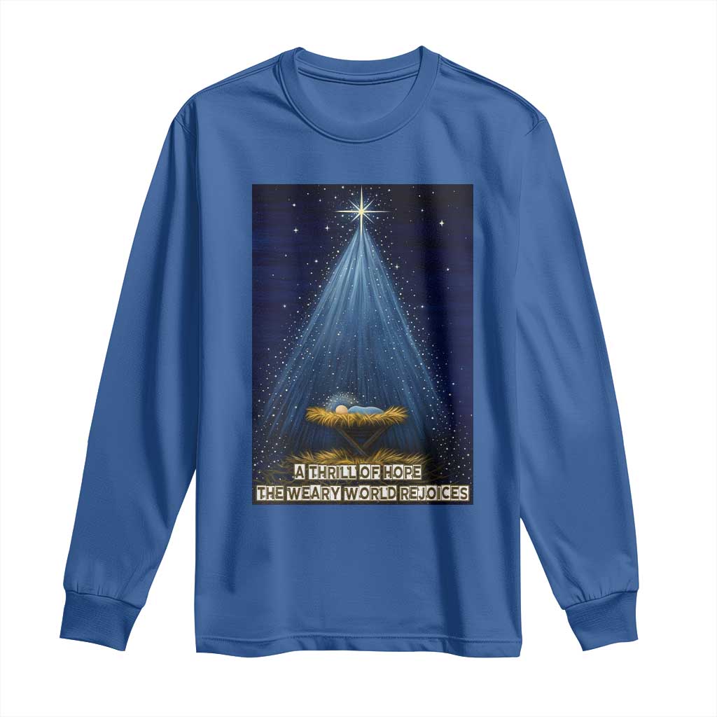 Nativity Scene Christmas Long Sleeve Shirt Biible Baby Jesus Christian TS14 Royal Blue Print Your Wear