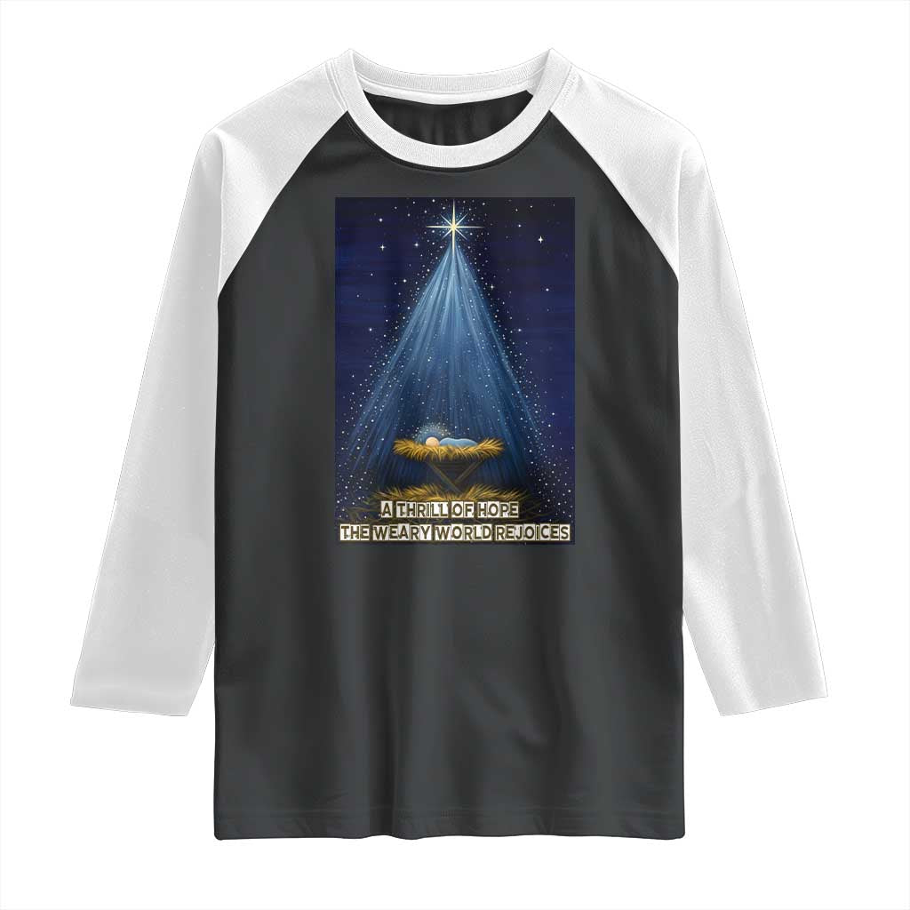 Nativity Scene Christmas Raglan Shirt Biible Baby Jesus Christian TS14 Black White Print Your Wear