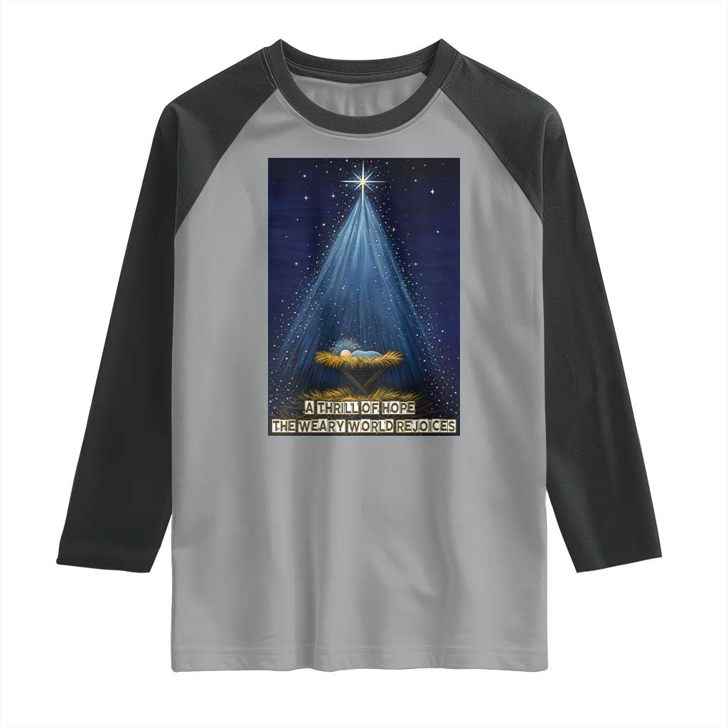 Nativity Scene Christmas Raglan Shirt Biible Baby Jesus Christian TS14 Sport Gray Black Print Your Wear