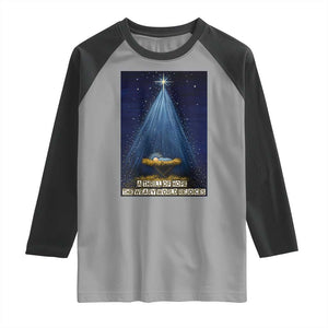 Nativity Scene Christmas Raglan Shirt Biible Baby Jesus Christian TS14 Sport Gray Black Print Your Wear