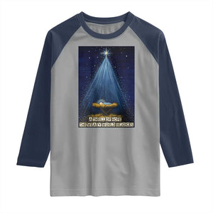 Nativity Scene Christmas Raglan Shirt Biible Baby Jesus Christian TS14 Sport Gray Navy Print Your Wear