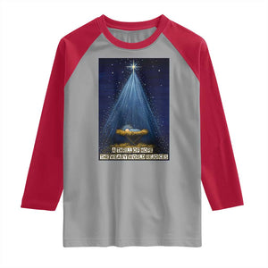 Nativity Scene Christmas Raglan Shirt Biible Baby Jesus Christian TS14 Sport Gray Red Print Your Wear