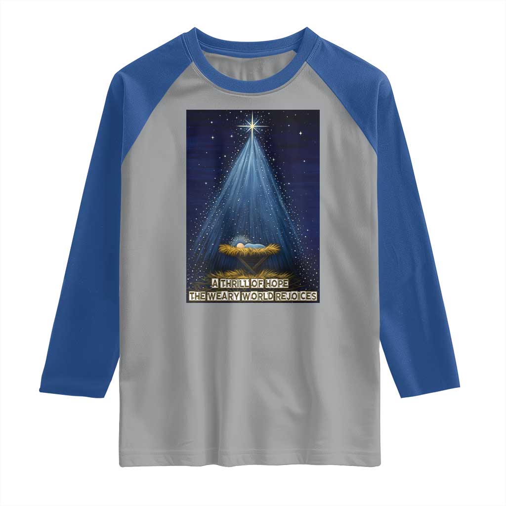 Nativity Scene Christmas Raglan Shirt Biible Baby Jesus Christian TS14 Sport Gray Royal Print Your Wear