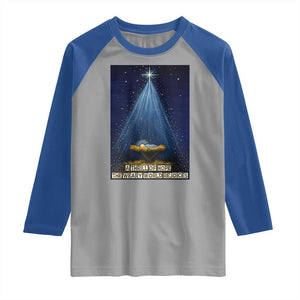 Nativity Scene Christmas Raglan Shirt Biible Baby Jesus Christian TS14 Sport Gray Royal Print Your Wear