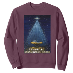 Nativity Scene Christmas Sweatshirt Biible Baby Jesus Christian TS14 Maroon Print Your Wear