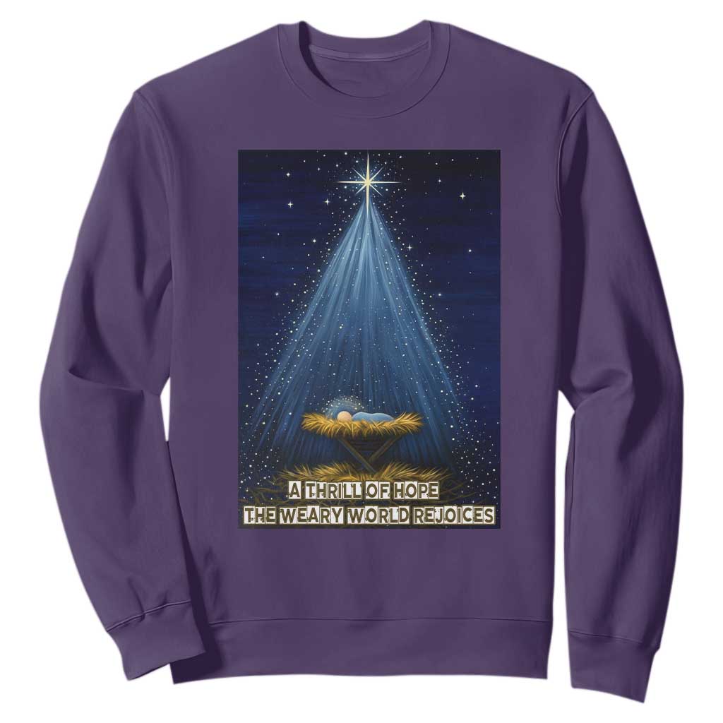 Nativity Scene Christmas Sweatshirt Biible Baby Jesus Christian TS14 Purple Print Your Wear