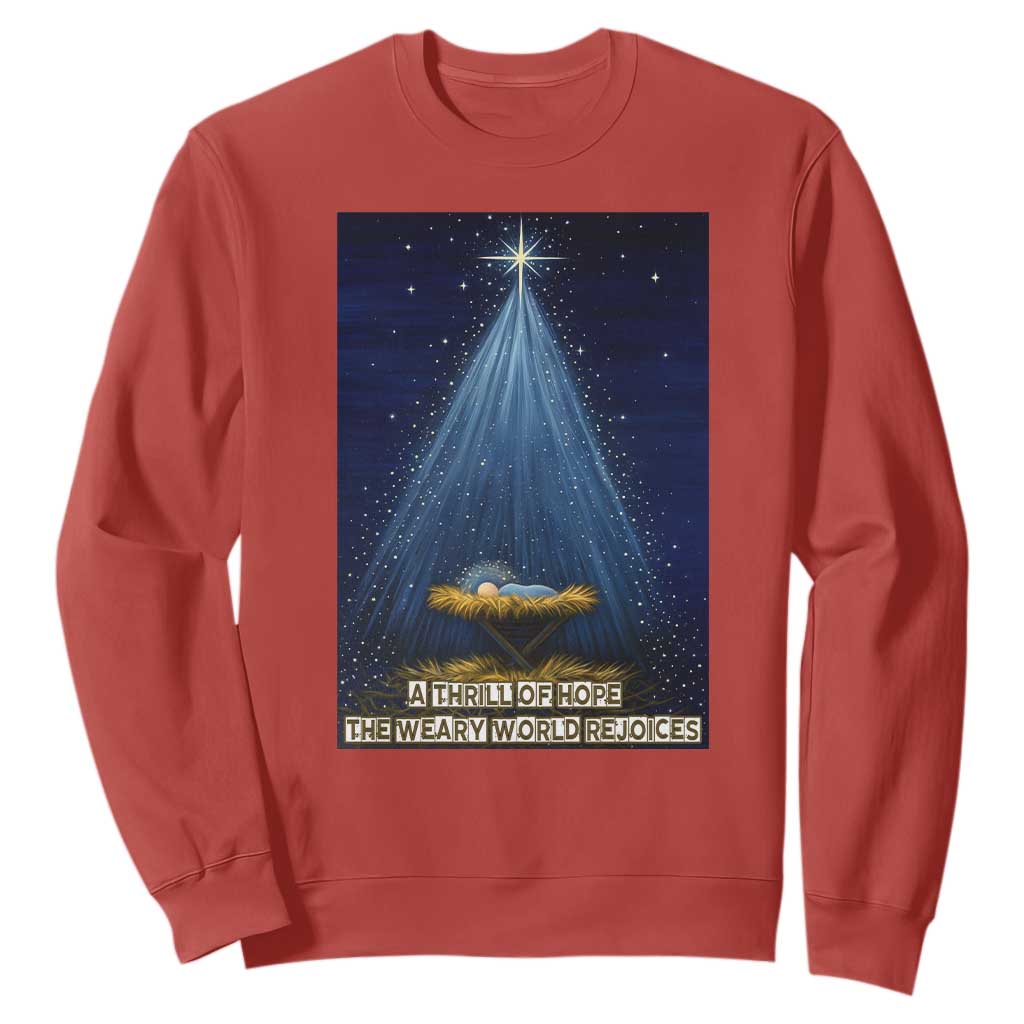 Nativity Scene Christmas Sweatshirt Biible Baby Jesus Christian TS14 Red Print Your Wear
