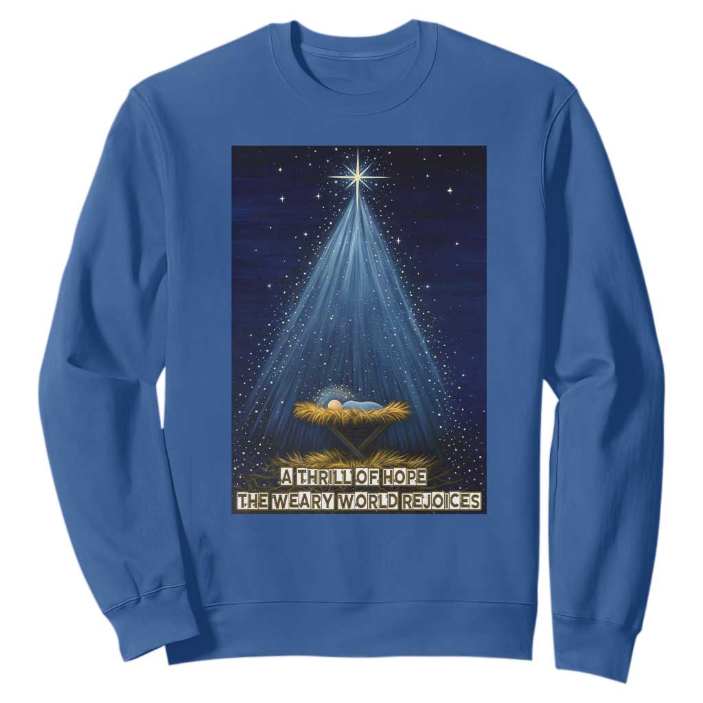 Nativity Scene Christmas Sweatshirt Biible Baby Jesus Christian TS14 Royal Blue Print Your Wear