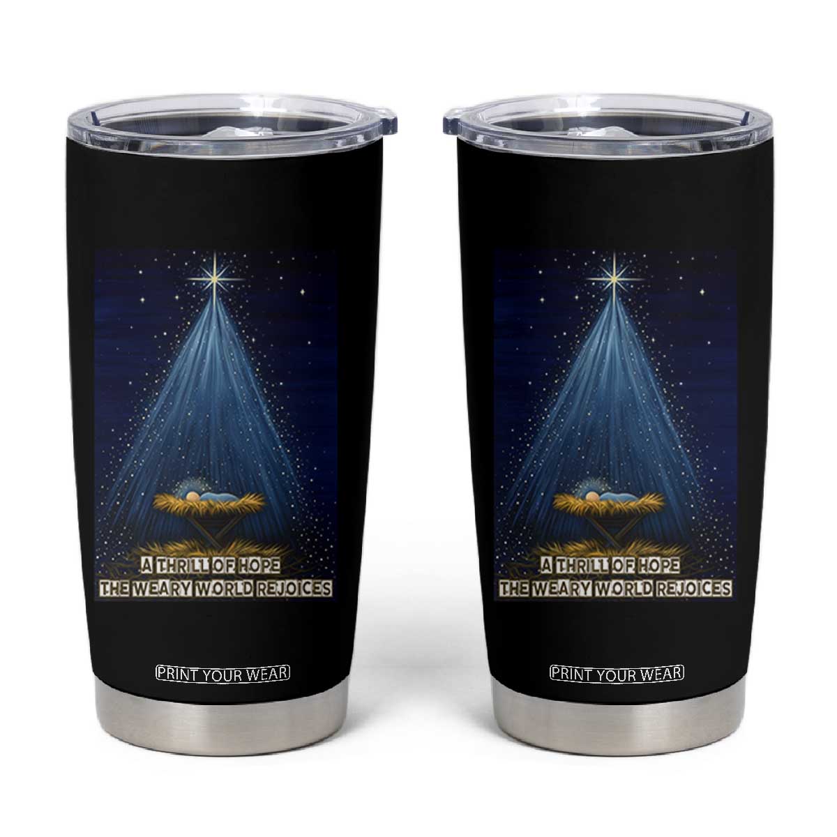 Nativity Scene Christmas Tumbler Cup Biible Baby Jesus Christian TS14 Black Print Your Wear