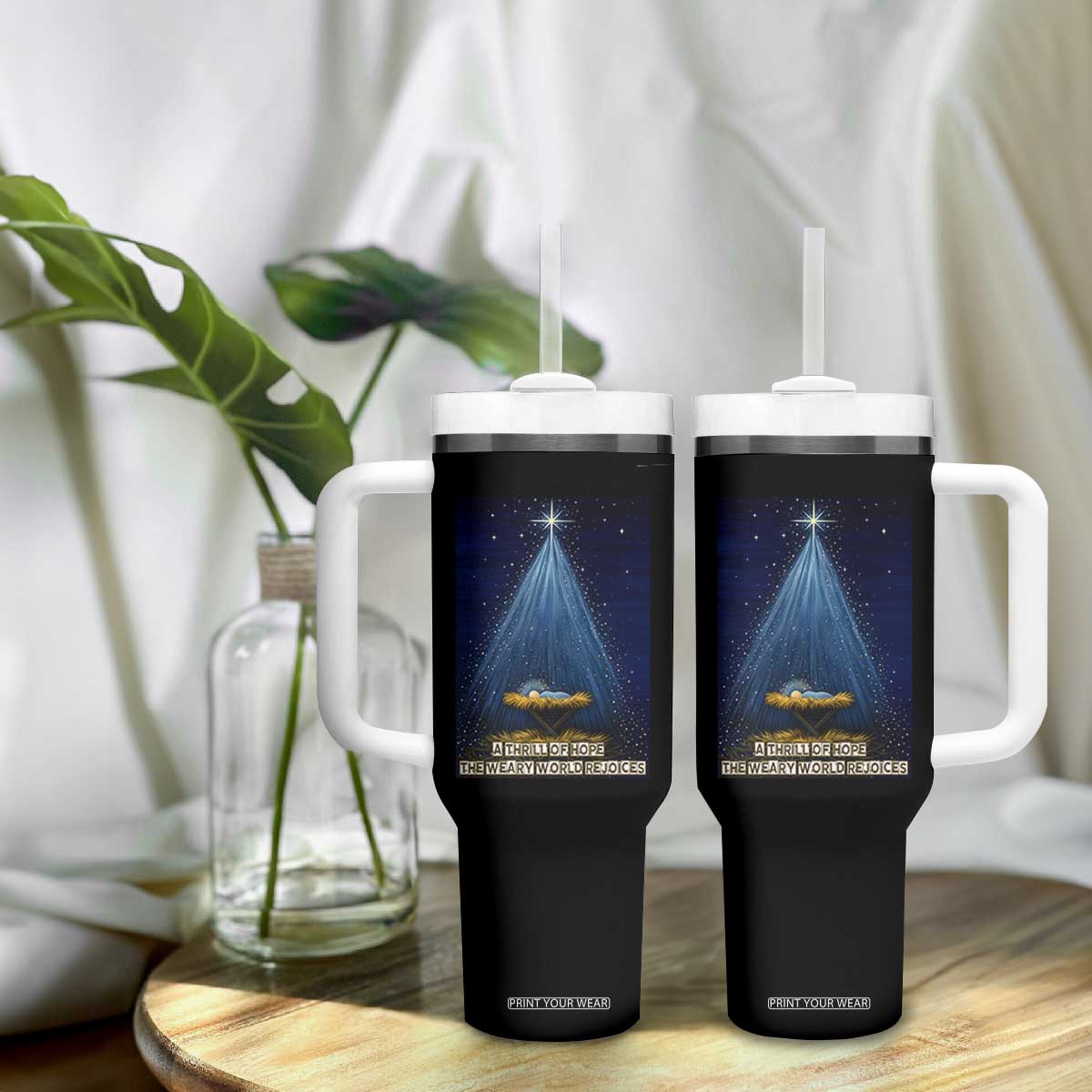 Nativity Scene Christmas Tumbler With Handle Biible Baby Jesus Christian TS14 Print Your Wear