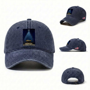 Nativity Scene Christmas Washed Cotton Baseball Cap Biible Baby Jesus Christian TS14 Washed Cap Universal Fit Navy Print Your Wear