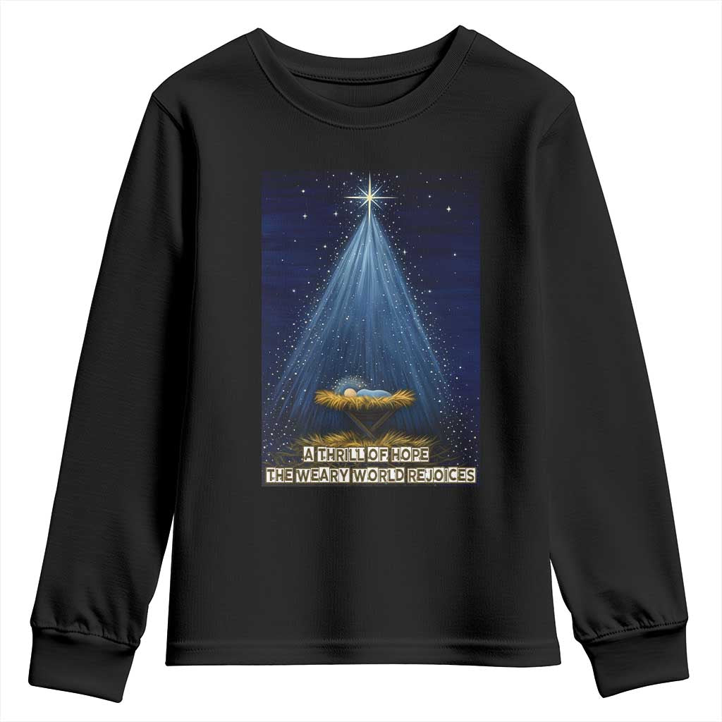 Nativity Scene Christmas Youth Sweatshirt Biible Baby Jesus Christian TS14 Black Print Your Wear