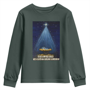 Nativity Scene Christmas Youth Sweatshirt Biible Baby Jesus Christian TS14 Dark Forest Green Print Your Wear