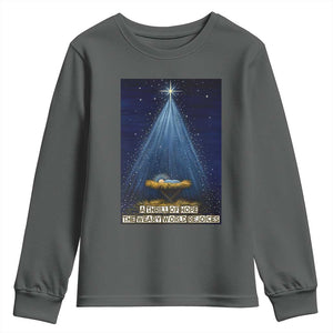 Nativity Scene Christmas Youth Sweatshirt Biible Baby Jesus Christian TS14 Dark Heather Print Your Wear