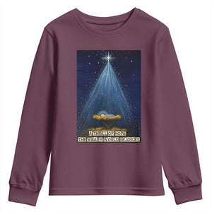 Nativity Scene Christmas Youth Sweatshirt Biible Baby Jesus Christian TS14 Maroon Print Your Wear