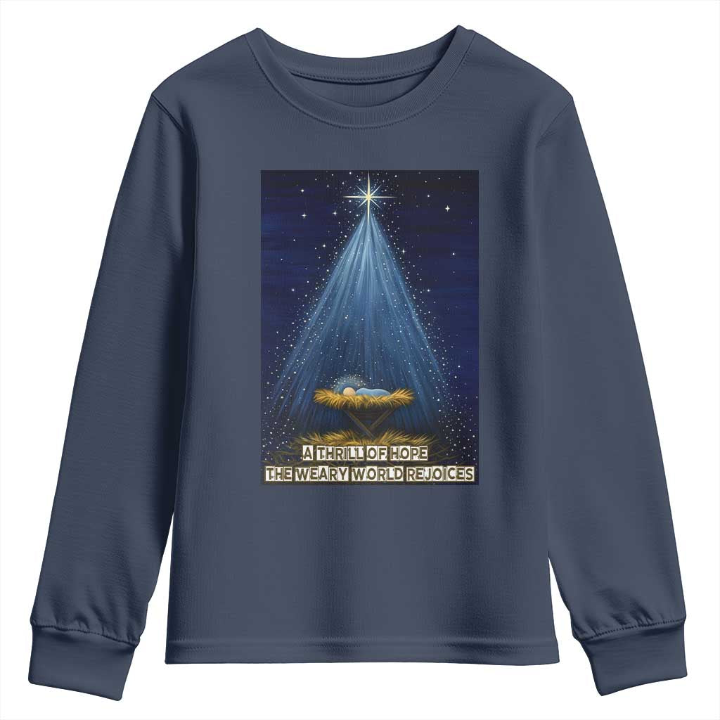 Nativity Scene Christmas Youth Sweatshirt Biible Baby Jesus Christian TS14 Navy Print Your Wear