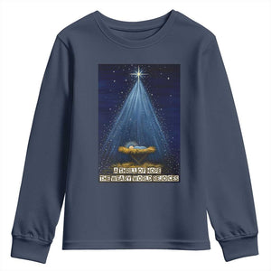 Nativity Scene Christmas Youth Sweatshirt Biible Baby Jesus Christian TS14 Navy Print Your Wear