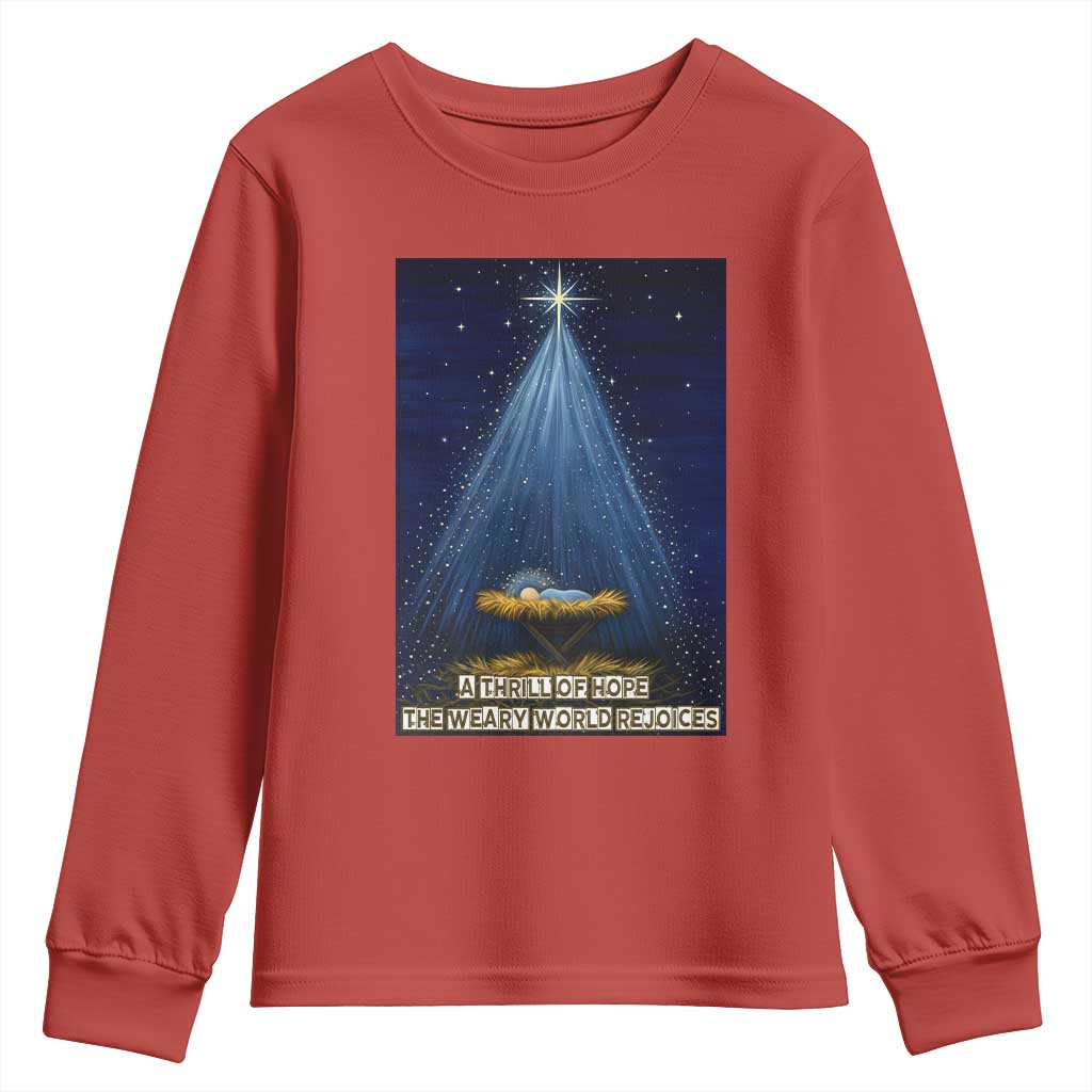 Nativity Scene Christmas Youth Sweatshirt Biible Baby Jesus Christian TS14 Red Print Your Wear