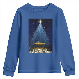 Nativity Scene Christmas Youth Sweatshirt Biible Baby Jesus Christian TS14 Royal Blue Print Your Wear