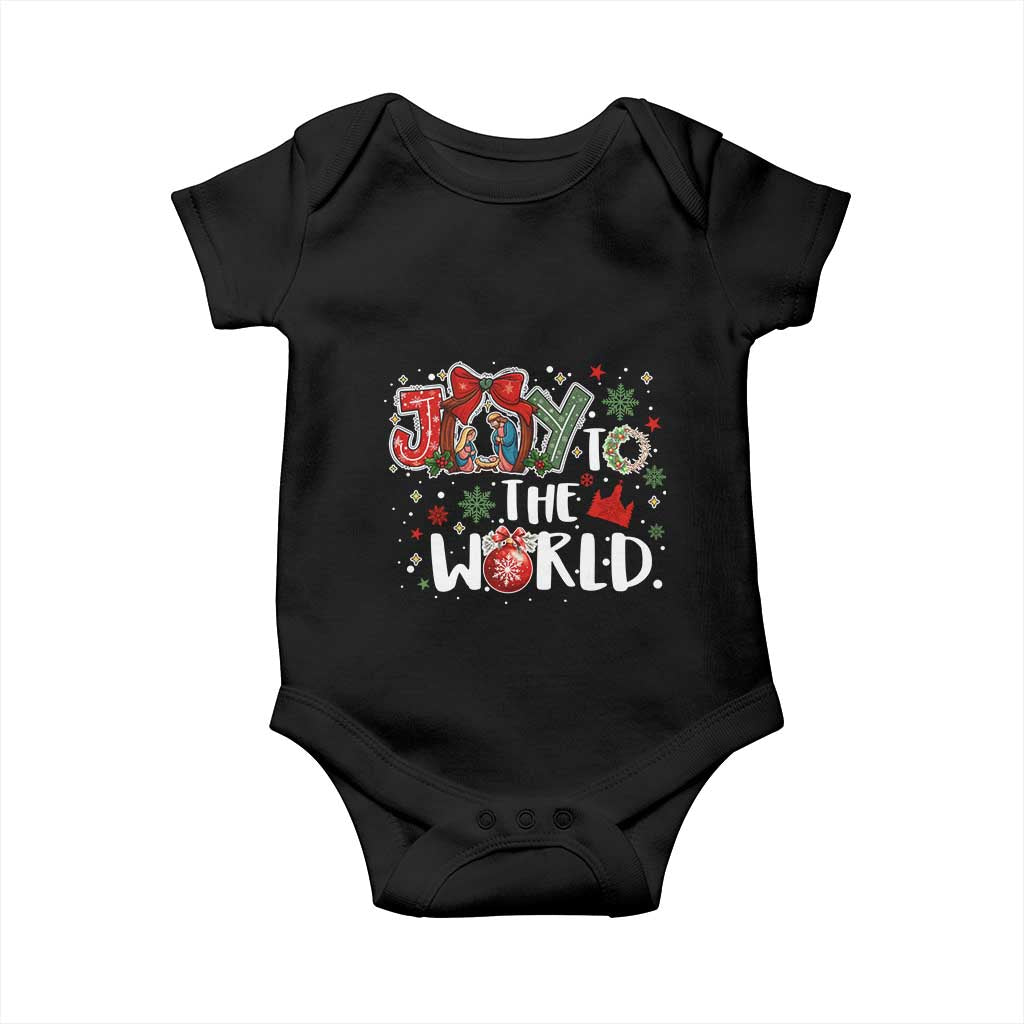 Nativity Scene Christmas Baby Onesie Joy To The World TS14 Black Print Your Wear