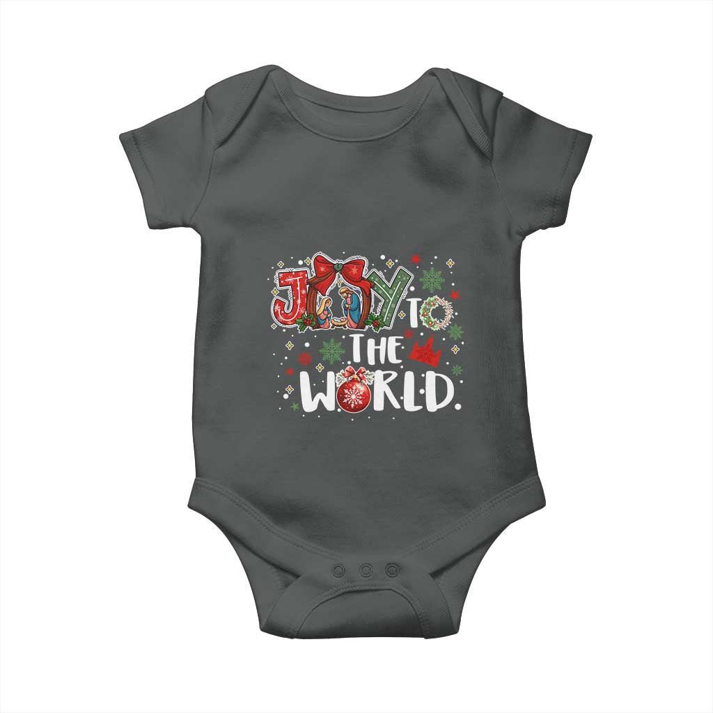 Nativity Scene Christmas Baby Onesie Joy To The World TS14 Dark Heather Print Your Wear