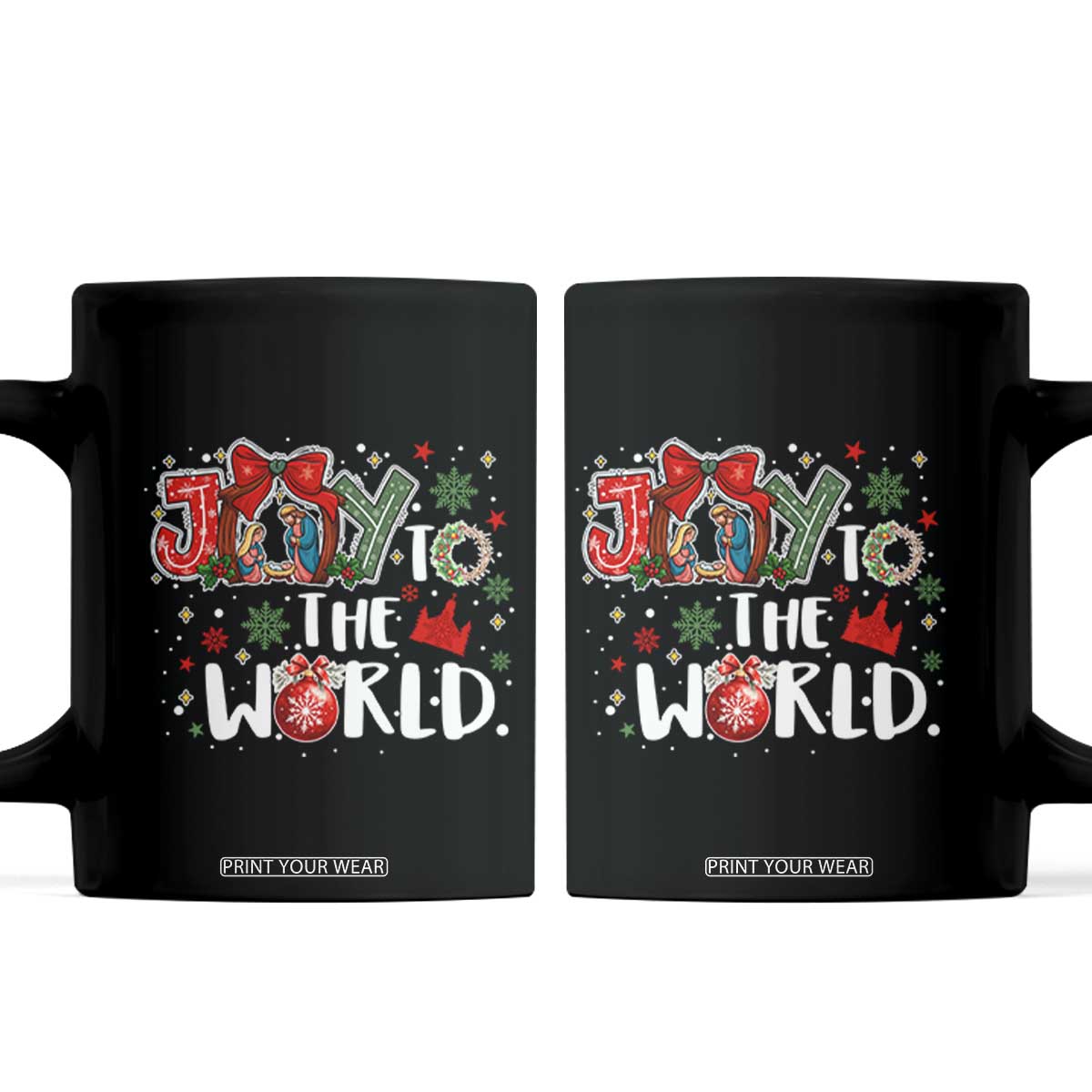 Nativity Scene Christmas Coffee Mug Joy To The World TS14 Black Print Your Wear