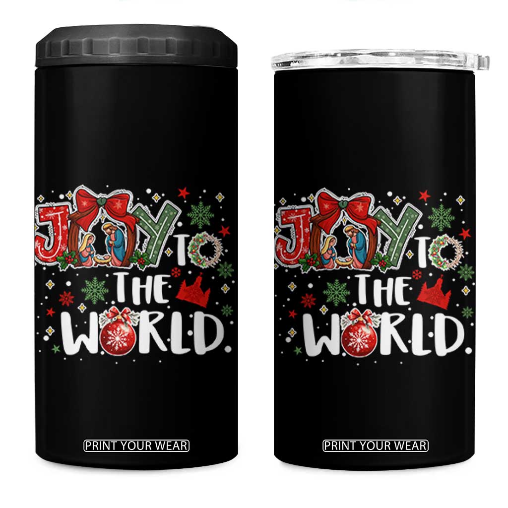 Nativity Scene Christmas 4 in 1 Can Cooler Tumbler Joy To The World TS14 One Size: 16 oz Black Print Your Wear