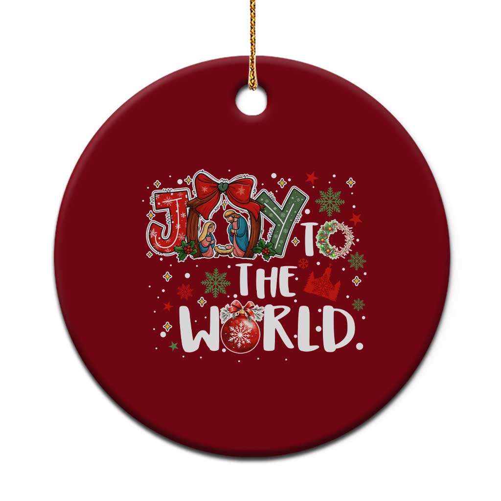 Nativity Scene Xmas Ceramic Ornament Joy To The World TS14 1pc Red Print Your Wear