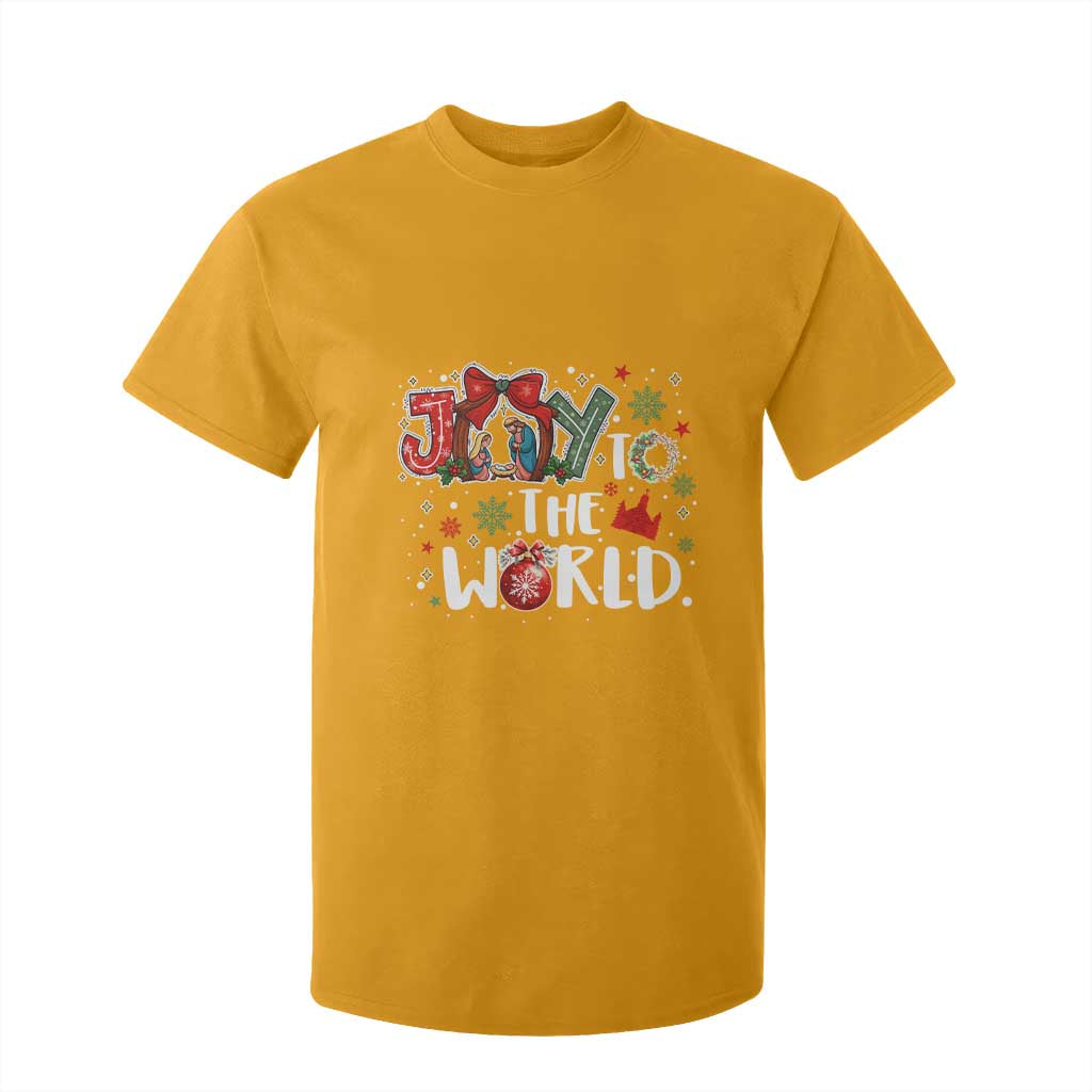 Nativity Scene Christmas T Shirt For Kid Joy To The World TS14 Gold Print Your Wear