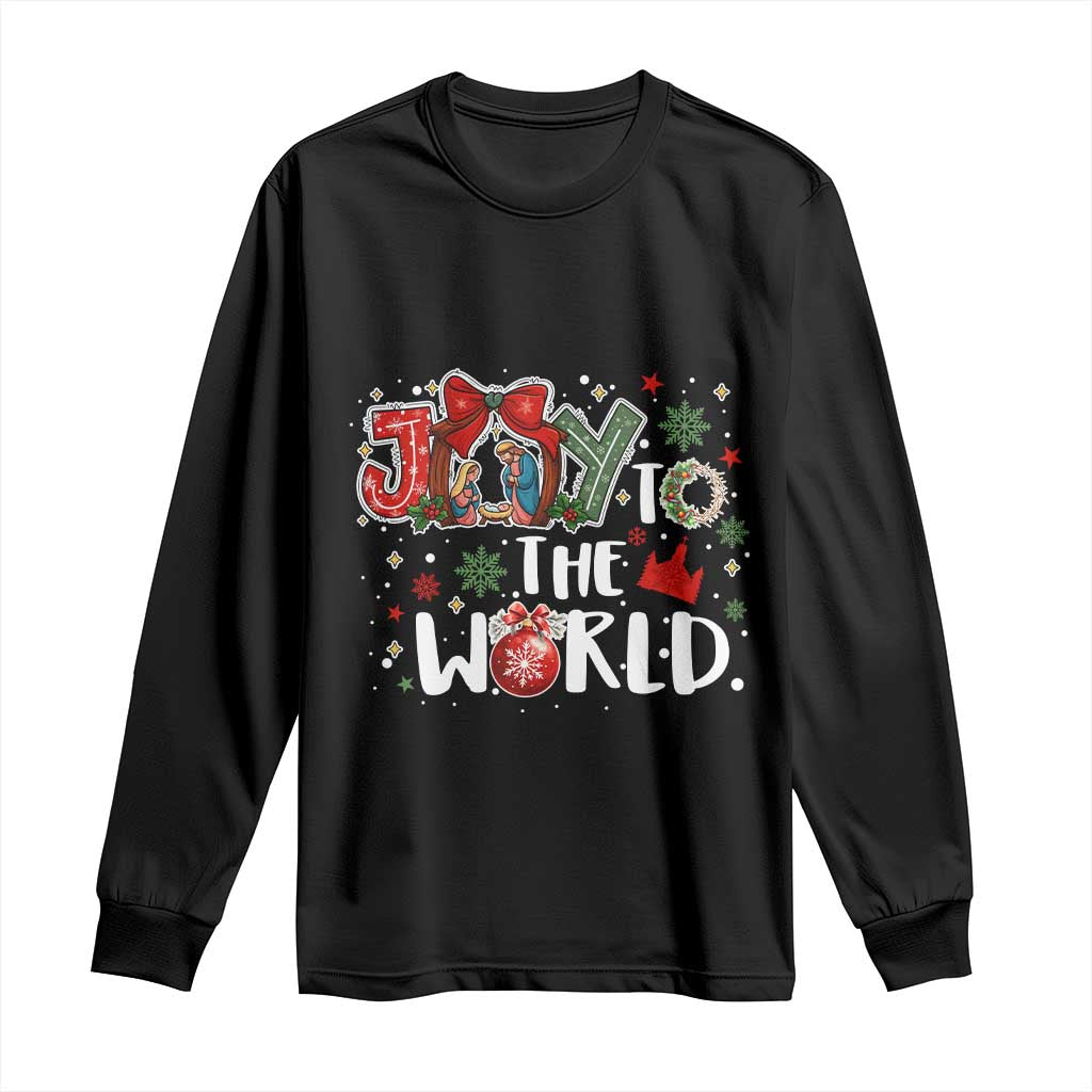 Nativity Scene Christmas Long Sleeve Shirt Joy To The World - Print Your Wear