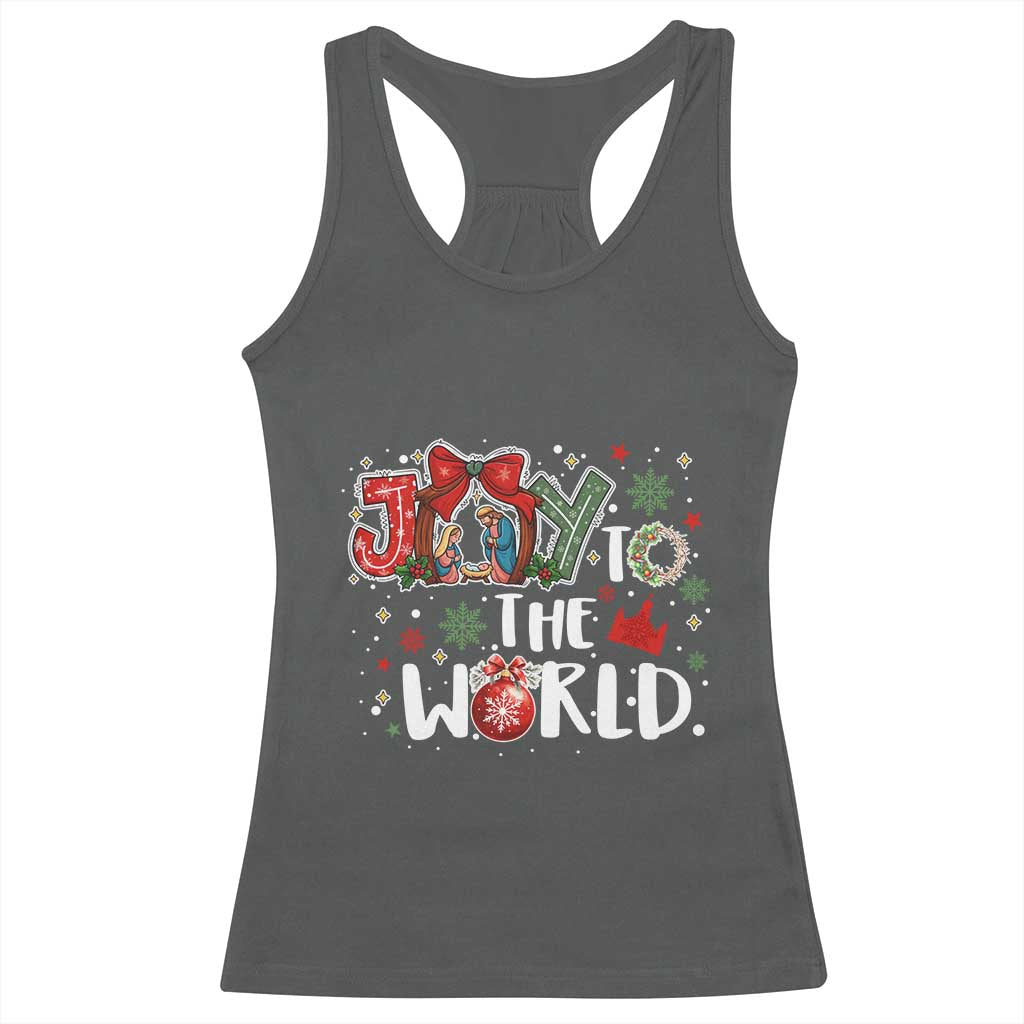 Nativity Scene Christmas Racerback Tank Top Joy To The World TS14 Dark Heather Print Your Wear