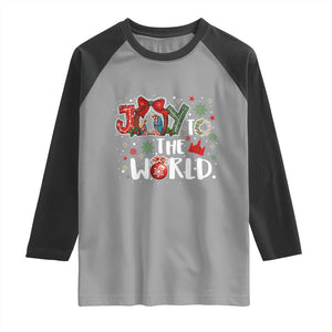 Nativity Scene Christmas Raglan Shirt Joy To The World TS14 Sport Gray Black Print Your Wear