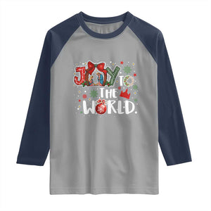 Nativity Scene Christmas Raglan Shirt Joy To The World TS14 Sport Gray Navy Print Your Wear