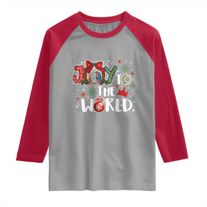 Nativity Scene Christmas Raglan Shirt Joy To The World TS14 Sport Gray Red Print Your Wear