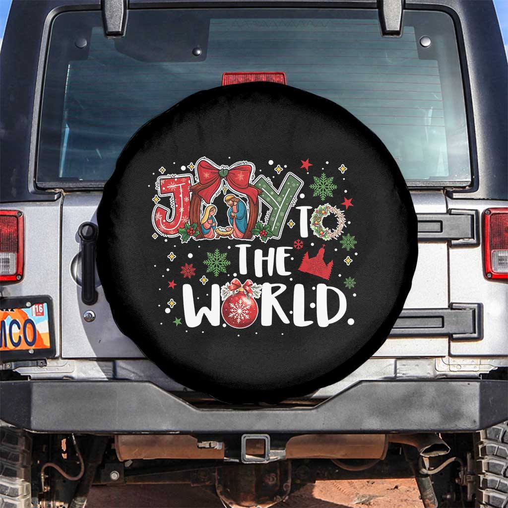 Nativity Scene Christmas Spare Tire Cover Joy To The World TS14 No hole Black Print Your Wear
