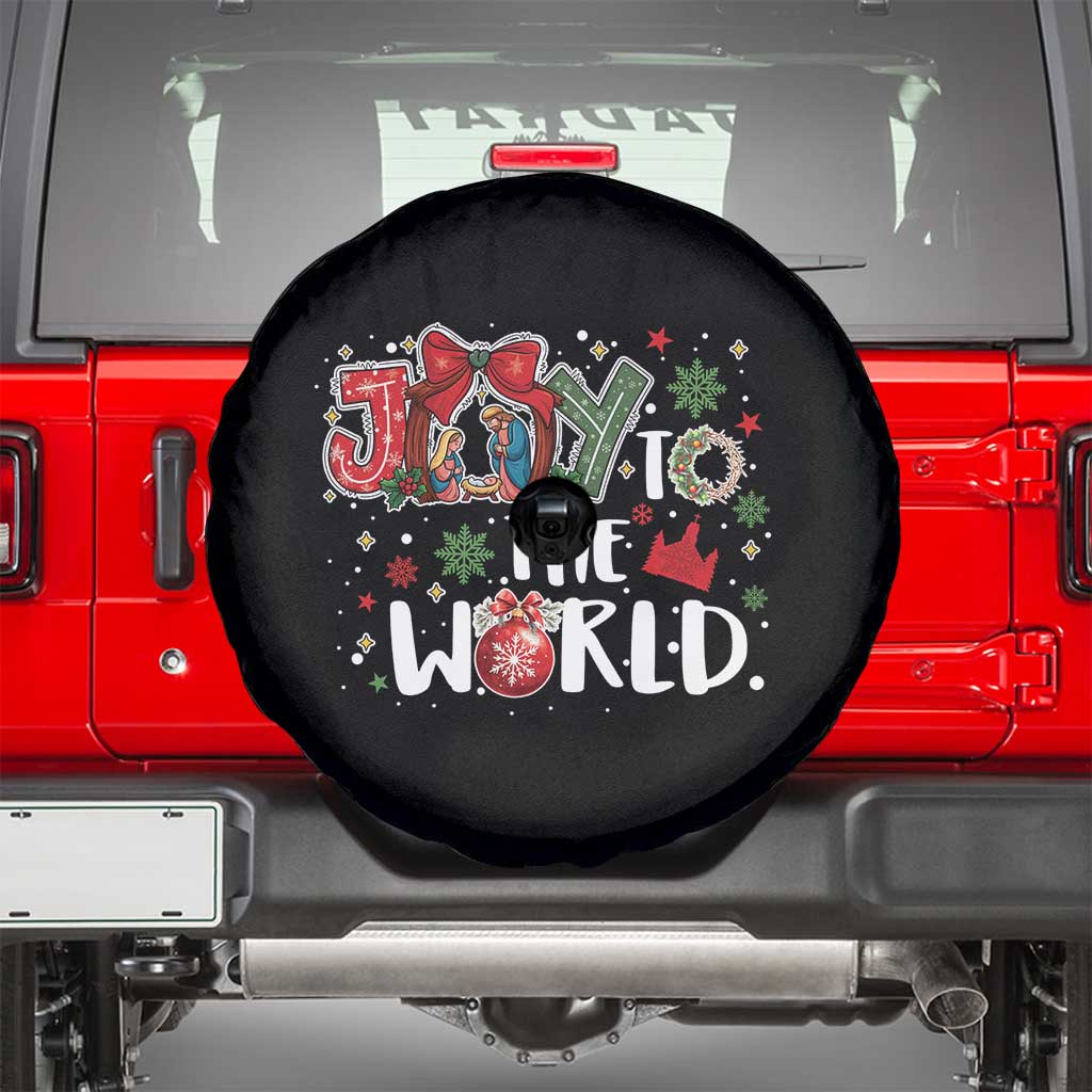 Nativity Scene Christmas Spare Tire Cover Joy To The World TS14 Black Print Your Wear