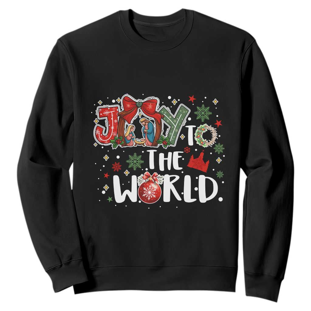 Nativity Scene Christmas Sweatshirt Joy To The World - Print Your Wear