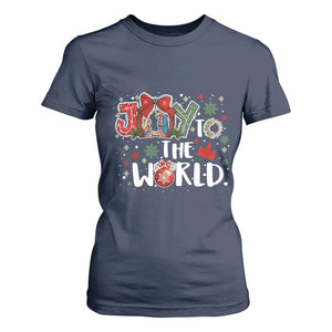 Nativity Scene Christmas T Shirt For Women Joy To The World TS14 Navy Print Your Wear
