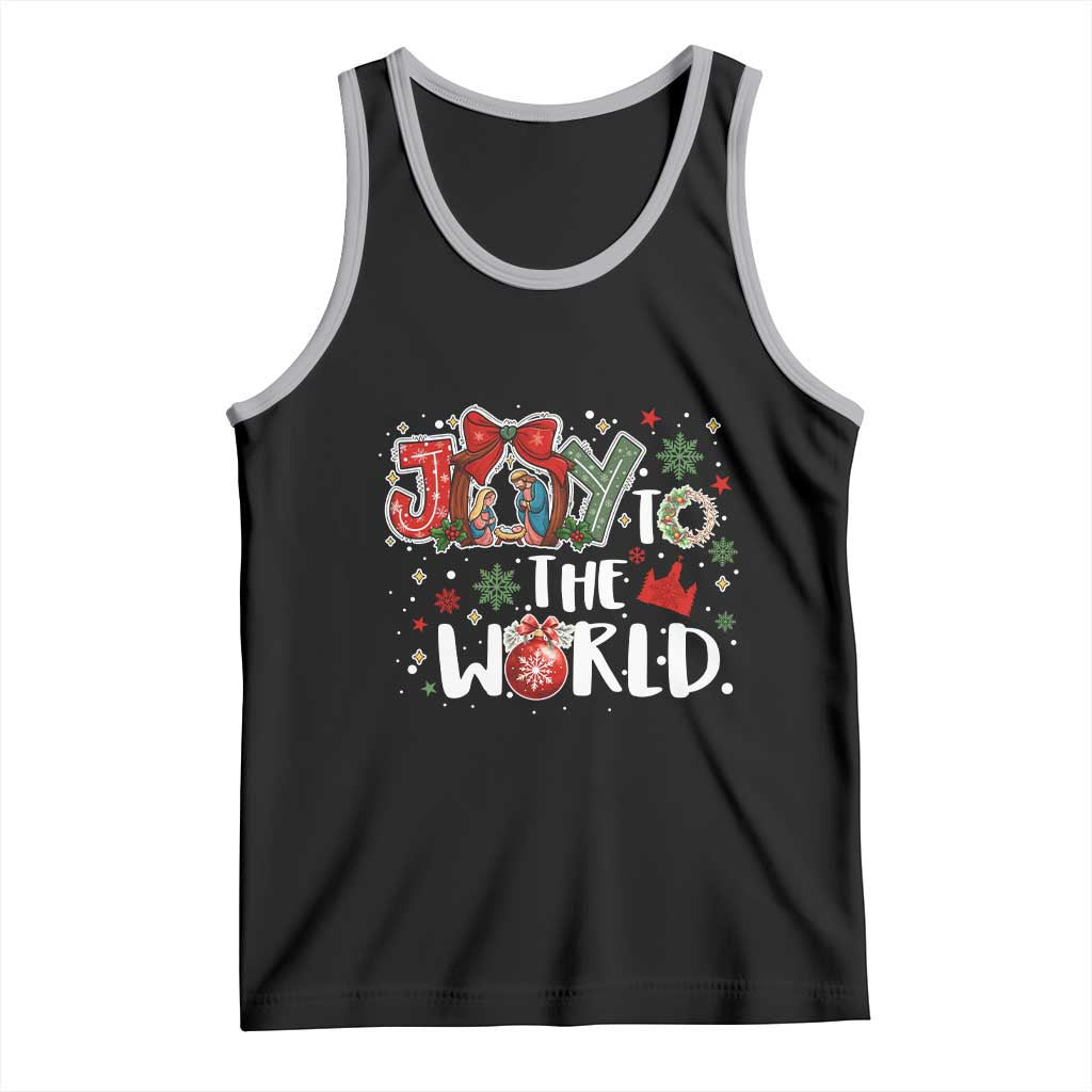 Nativity Scene Christmas Tank Top Joy To The World TS14 Black Athletic Heather Print Your Wear