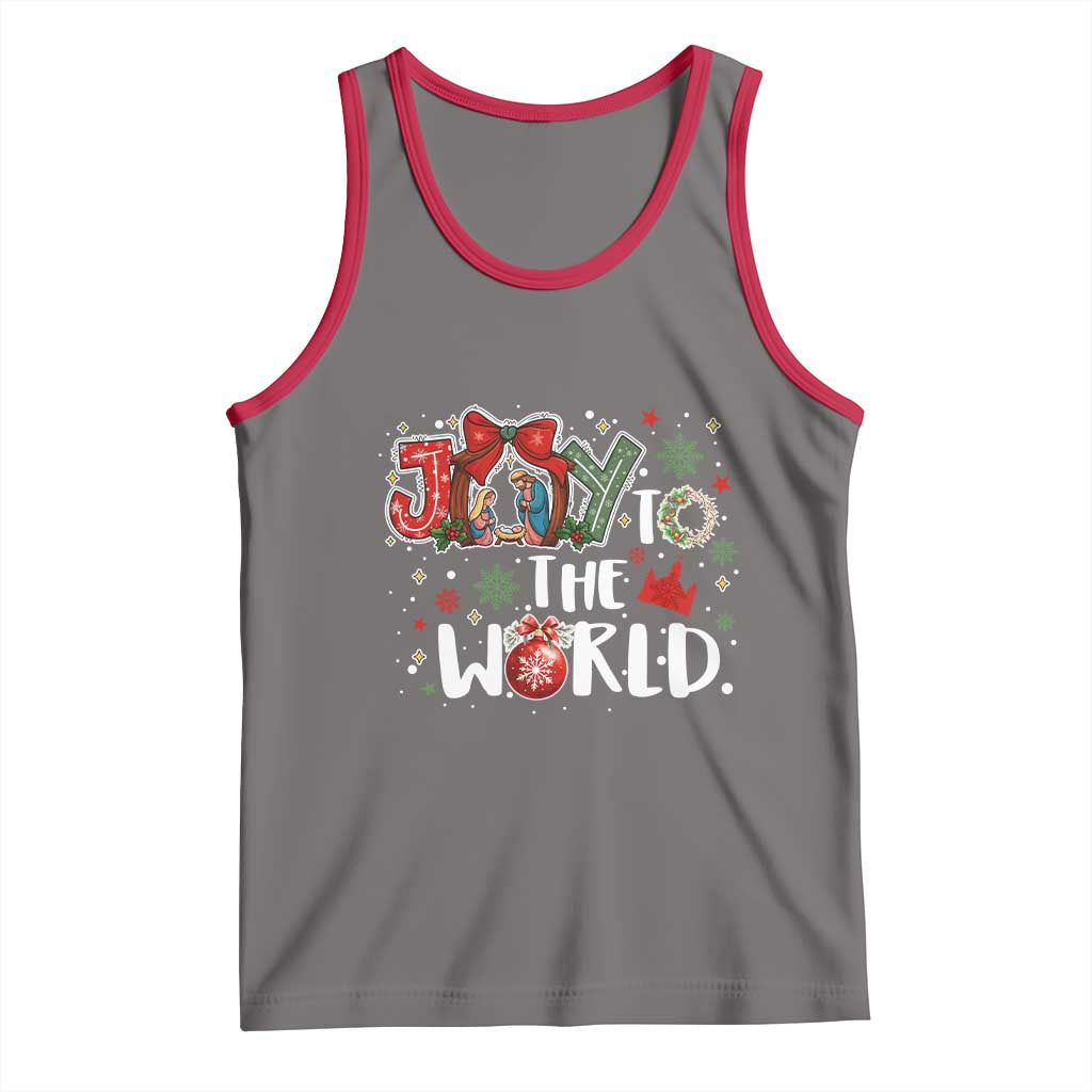 Nativity Scene Christmas Tank Top Joy To The World TS14 Deep Heather Red Print Your Wear
