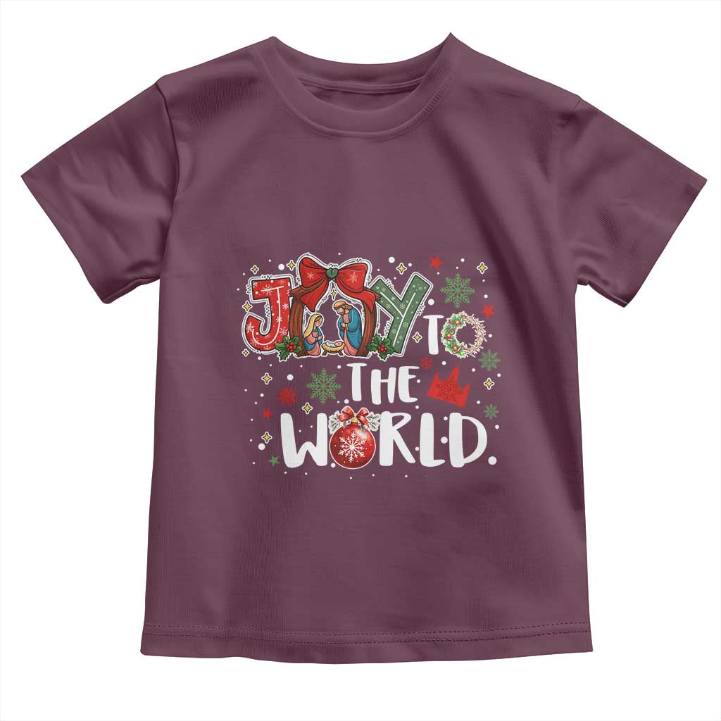 Nativity Scene Christmas Toddler T Shirt Joy To The World TS14 Maroon Print Your Wear