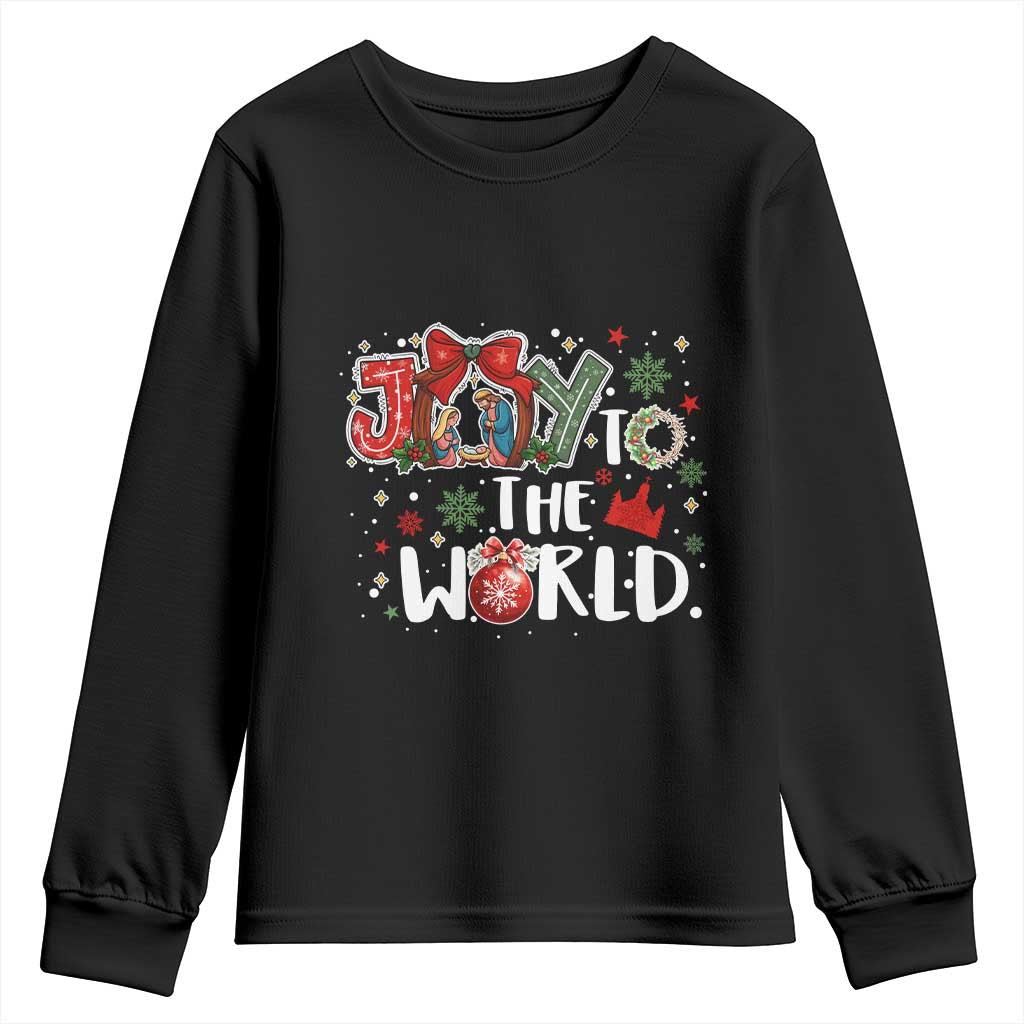 Nativity Scene Christmas Youth Sweatshirt Joy To The World TS14 Black Print Your Wear