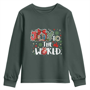 Nativity Scene Christmas Youth Sweatshirt Joy To The World TS14 Dark Forest Green Print Your Wear