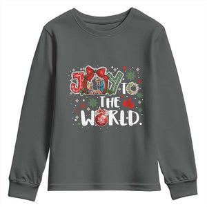 Nativity Scene Christmas Youth Sweatshirt Joy To The World TS14 Dark Heather Print Your Wear