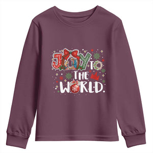 Nativity Scene Christmas Youth Sweatshirt Joy To The World TS14 Maroon Print Your Wear